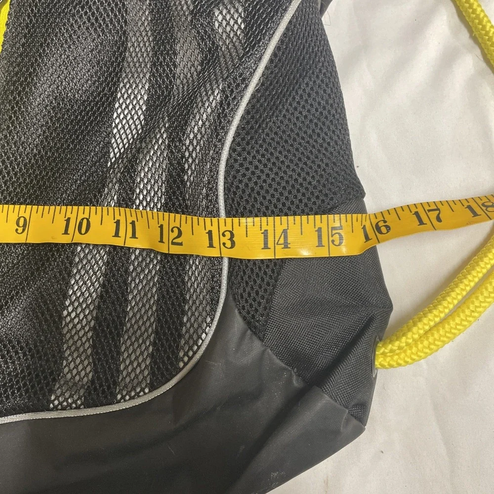 Adidas Drawstring Gym Sack with‎ Zip Pockets and Mesh Panel Black With Yellow